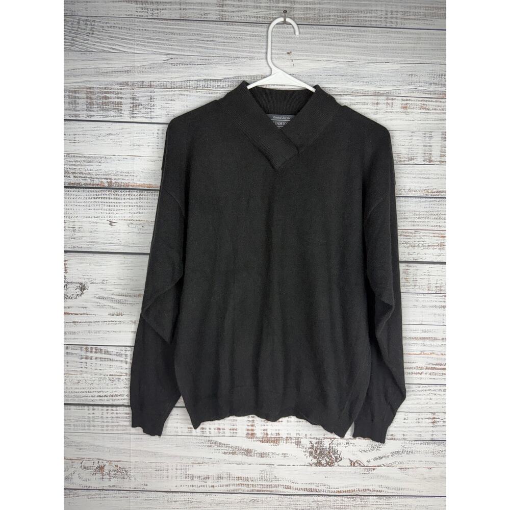 Vintage Randall Roy for William Kasper 100% Cashmere Black Vneck Sweater Medium